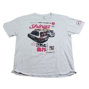 Shinya T-Shirt Mens XL White Car Tuner‎ Graphic Print Japan Short Sleeve Casual